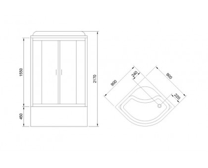 Душевая кабина Royal Bath RB 90BK6-WC-CH 90х90 см, с матовыми стеклами