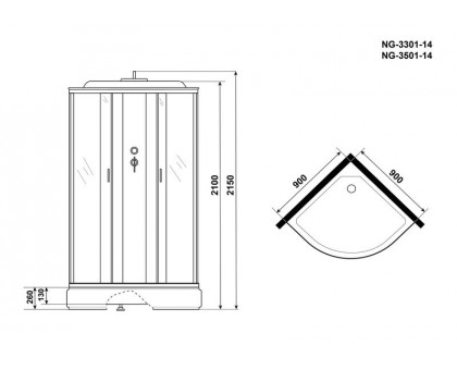 Душевая кабина Niagara NG-3301-14 90х90 см, с матовыми стеклами