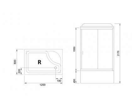 Душевая кабина Royal Bath RB 8120BP2-T 120х80 см, с прозрачными стеклами, правосторонняя