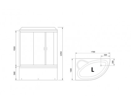 Душевая кабина Royal Bath RB 170ALP-C 170х100 см, с матовыми стеклами, левосторонняя