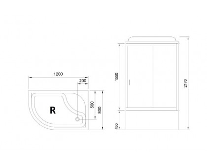 Душевая кабина Royal Bath RB 8120BK1-M-CH 120х80 см, с матовыми стеклами, правосторонняя