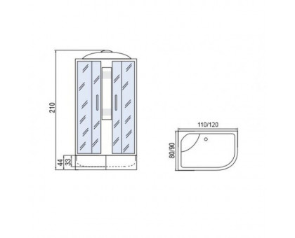 Душевая кабина Мономах 120/80/44 С МЗ R 120х80х210, асимметричная