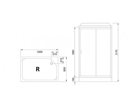 Душевая кабина Royal Bath RB 8120HP7-BT-CH 120х80 см, с прозрачными стеклами , правосторонняя