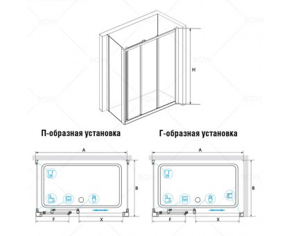 Душевой уголок RGW CL-40 (CL-11 + Z-050-1) 100х90, прозрачное стекло