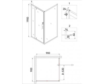 Душевой уголок Niagara NG-0290-08 BLACK 90х90х190 см, квадратный