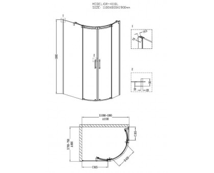 Душевой уголок Grossman GR-4110L 110х80