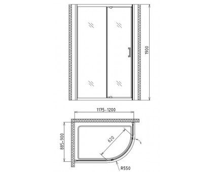 Душевой уголок Gemy Sunny Bay S28202 120х90 см